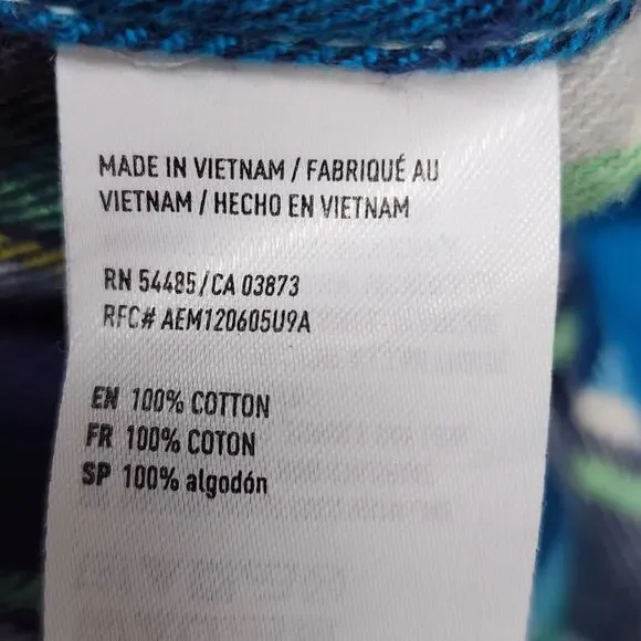 American Eagle Outfitters Men’s Medium Flannel Button Up Shirt Blue Plaid Cotton - Picture 15 of 16